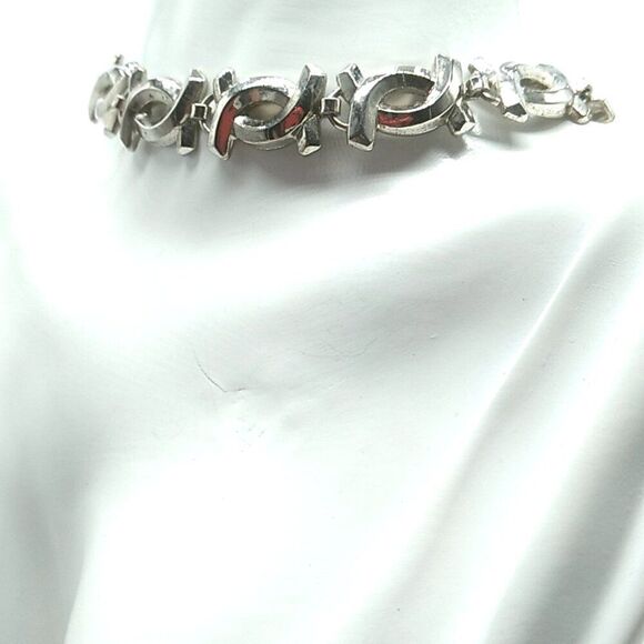 Vintage Marino Linked Choker Necklace Metal Silver-tone 1960s Signed - Picture 8 of 13